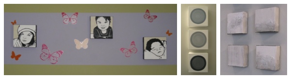 Examples of: Minimalist Portraits (left), Circle Art (middle), Tile Series (right).