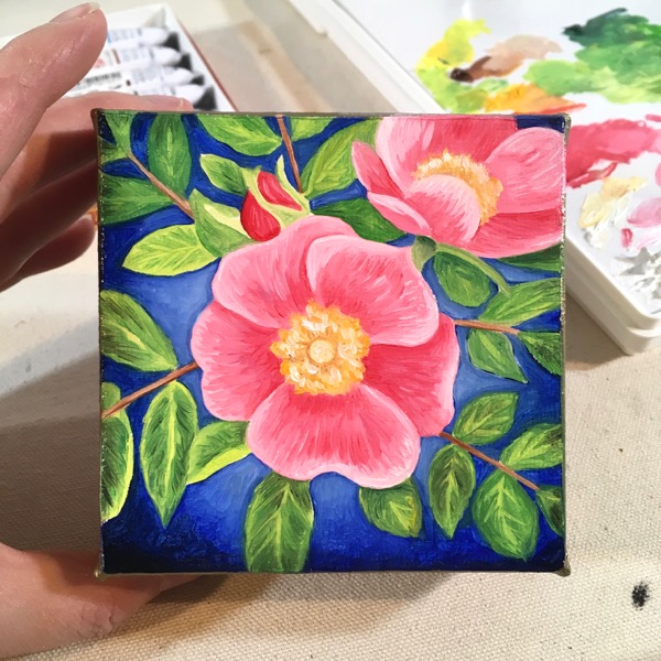 mini oil rose painting